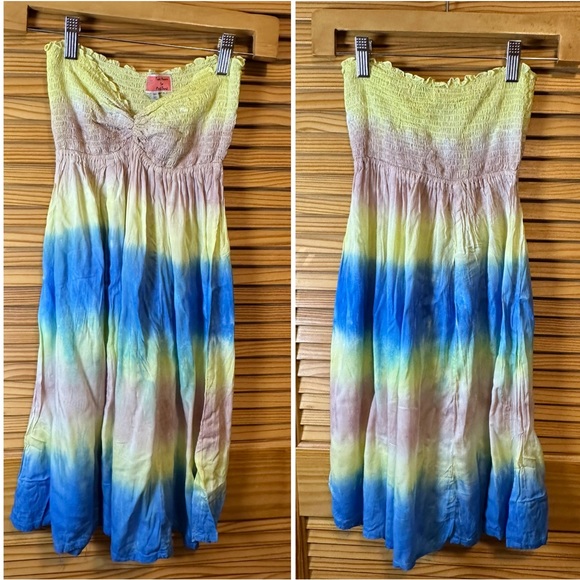 Tiare Hawaii Angelfish Tie Dyed Strapless Dress One Size NEW - Picture 1 of 11